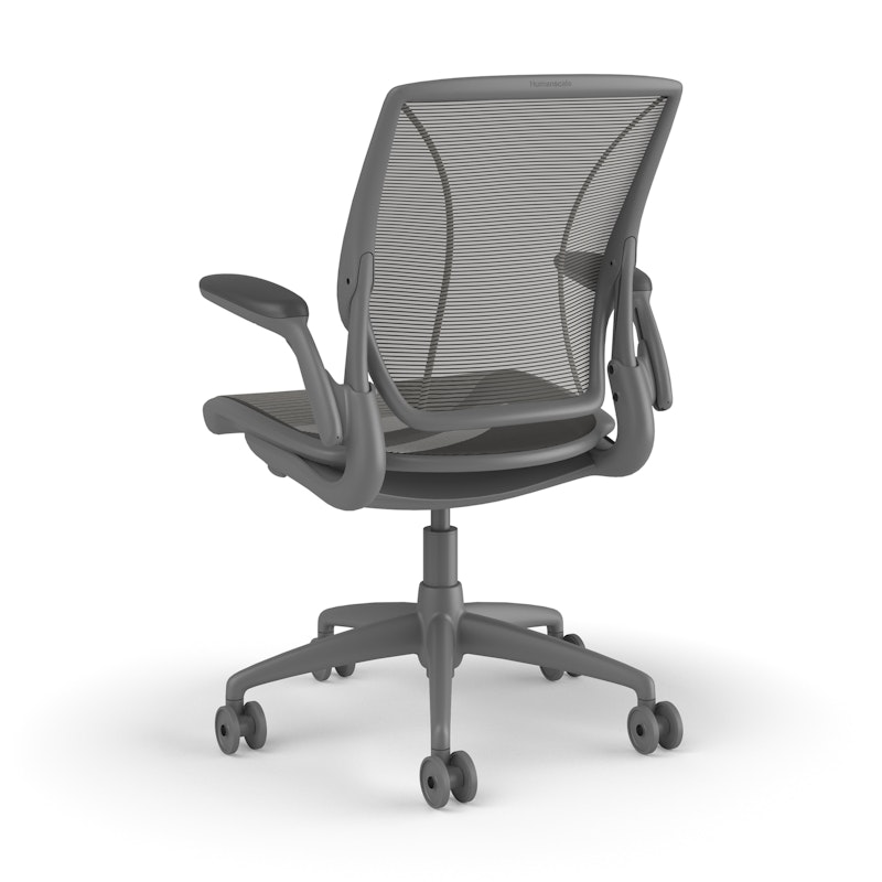 Pinstripe Mesh Black World Task Chair, Adjustable Arms, Gray Frame,Black,hi-res image number 2.0