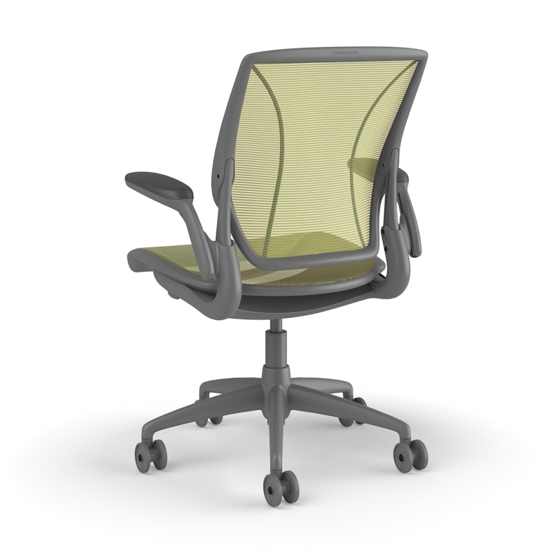 Pinstripe Mesh Green World Task Chair, Adjustable Arms, Gray Frame,Green,hi-res image number 2.0