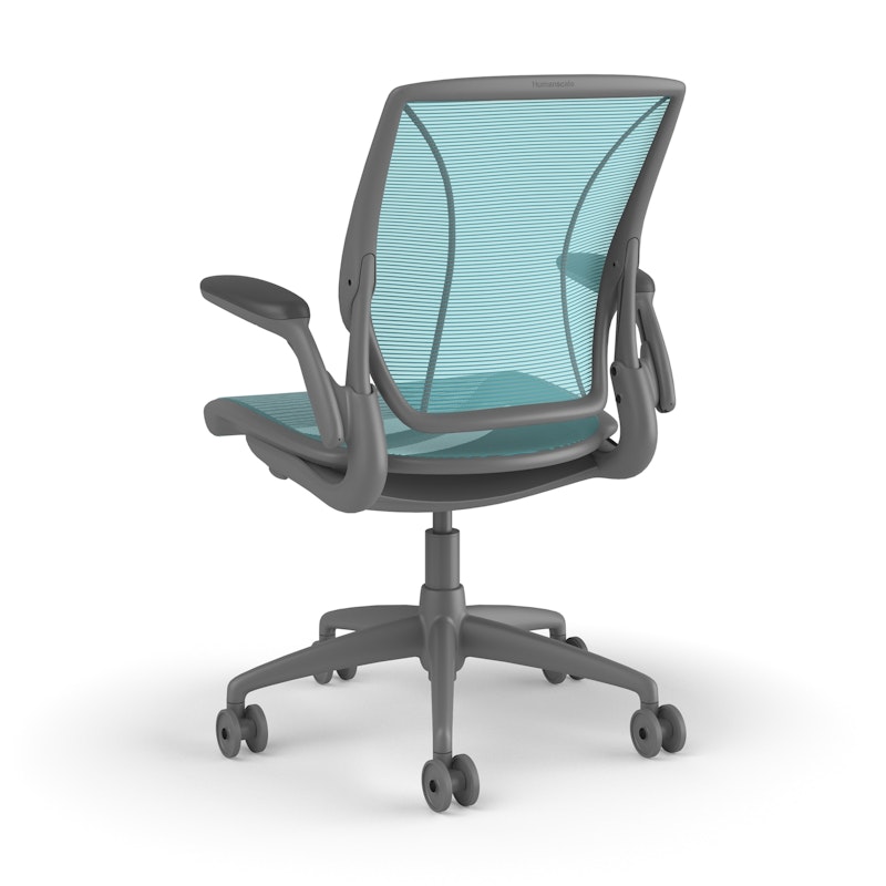 Pinstripe Mesh Blue World Task Chair, Adjustable Arms, Gray Frame,Pool Blue,hi-res image number 3
