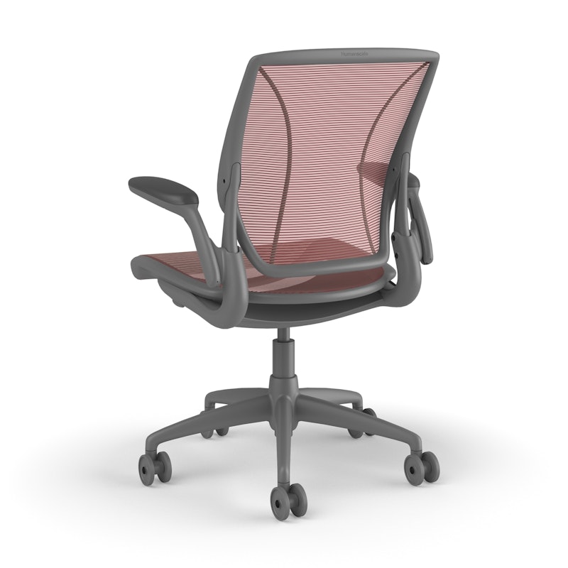 Pinstripe Mesh Red World Task Chair, Adjustable Arms, Gray Frame,Red,hi-res image number 3