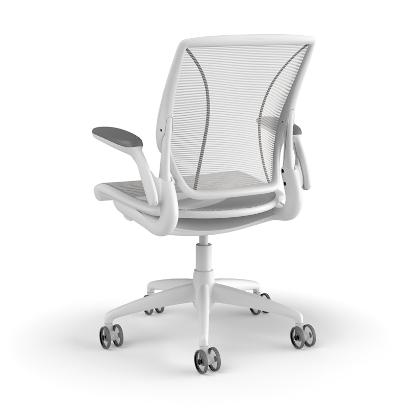 Pinstripe Mesh White World Task Chair, Adjustable Arms, White Frame,White,hi-res image number 3