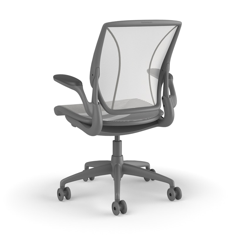 Pinstripe Mesh White World Task Chair, Fixed Arms, Gray Frame,White,hi-res image number 2.0