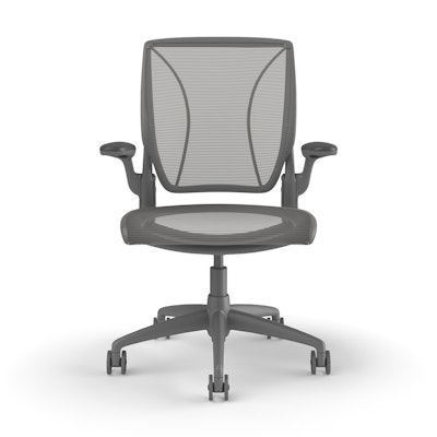 Pinstripe Mesh Silver World Task Chair, Fixed Arms, Gray Frame,Silver,hi-res