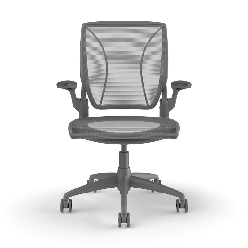 Pinstripe Mesh Silver World Task Chair, Fixed Arms, Gray Frame,Silver,hi-res image number 2