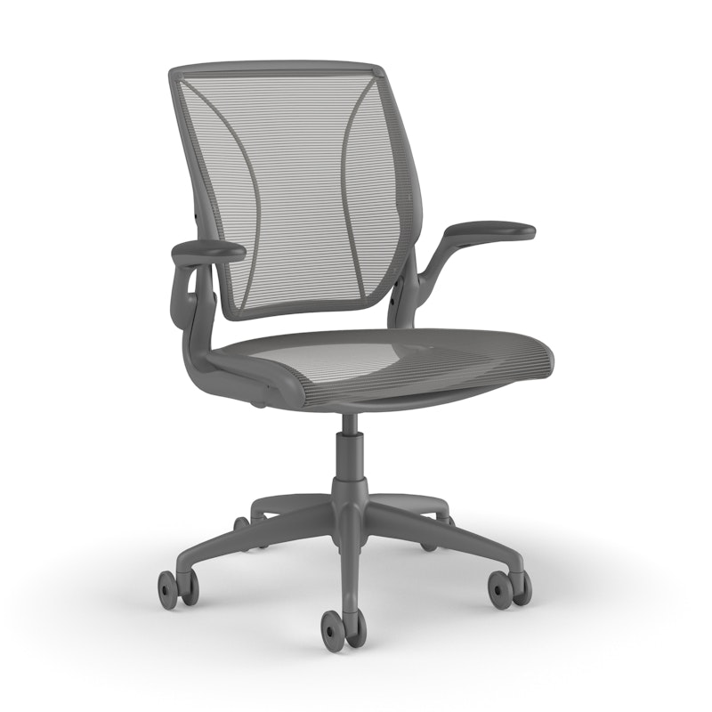 Pinstripe Mesh Silver World Task Chair, Fixed Arms, Gray Frame,Silver,hi-res image number 1