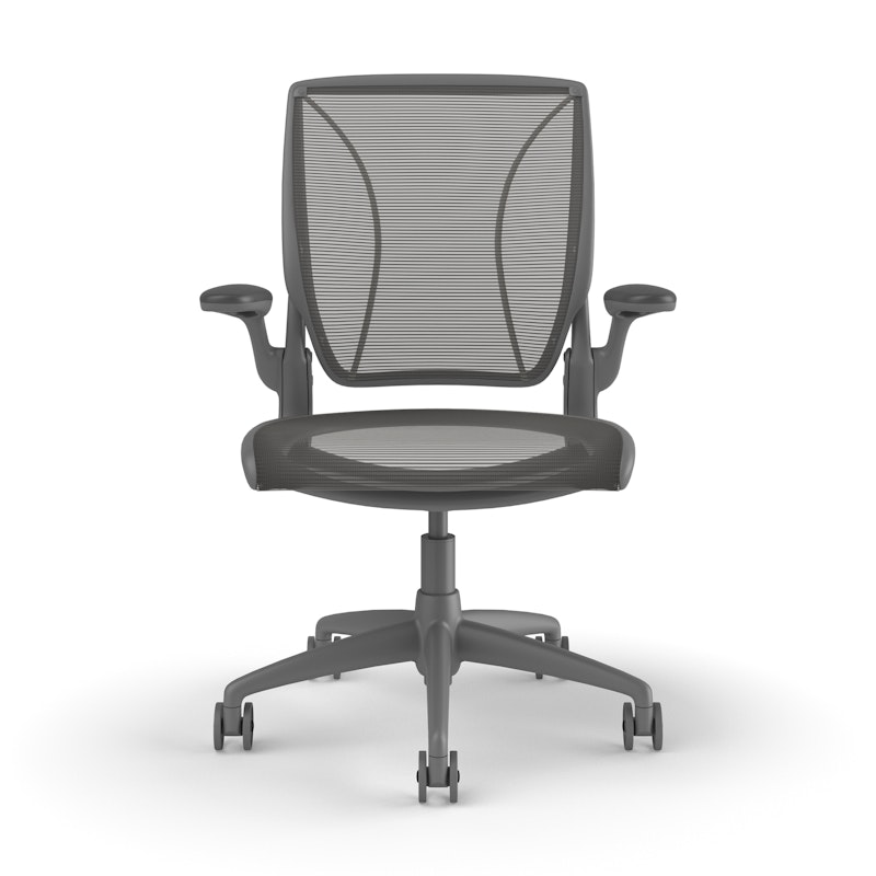 Pinstripe Mesh Gray World Task Chair, Fixed Arms, Gray Frame,Gray,hi-res image number 1.0