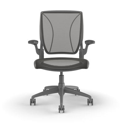 Pinstripe Mesh Black World Task Chair, Fixed Arms, Gray Frame,Black,hi-res