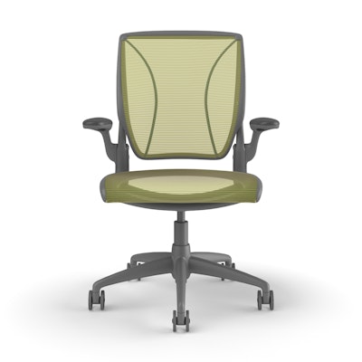 Pinstripe Mesh Green World Task Chair, Fixed Arms, Gray Frame,Green,hi-res