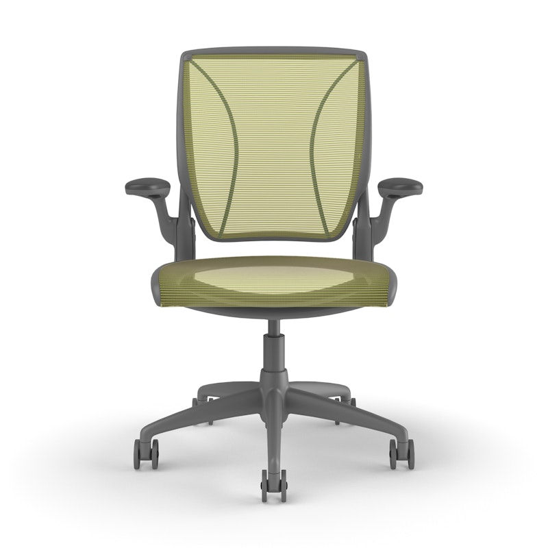 Pinstripe Mesh Green World Task Chair, Fixed Arms, Gray Frame,Green,hi-res image number 2