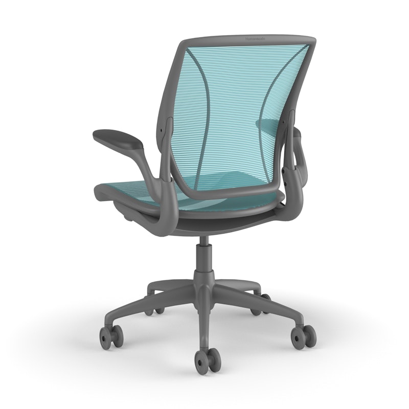 Pinstripe Mesh Blue World Task Chair, Fixed Arms, Gray Frame,Pool Blue,hi-res image number 2.0