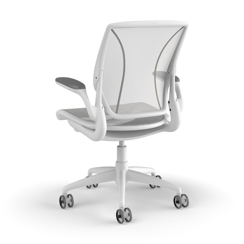 Pinstripe Mesh White World Task Chair, Fixed Arms, White Frame,White,hi-res image number 3