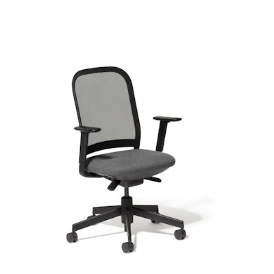Dorset Charcoal + Kate Black Maxwell Task Chair, Black Frame,Dorset Charcoal Dorset Charcoal + Kate Black Maxwell Task Chair, Black Frame