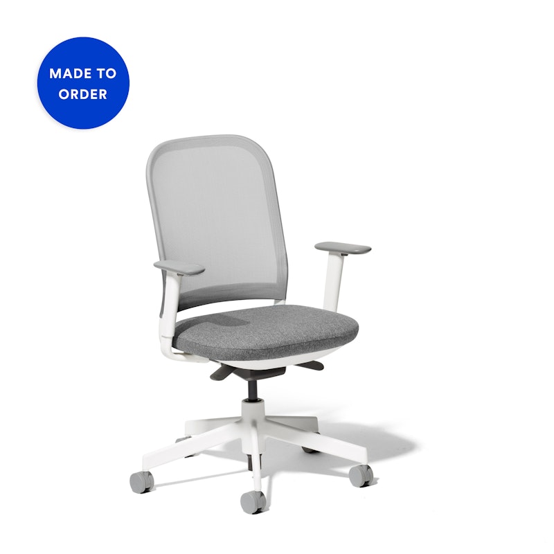 Made to Order Maxwell Task Chair, Medley Gray + Vivid Silver Maxwell Task Chair, White Frame,Medley Gray,hi-res image number 0.0