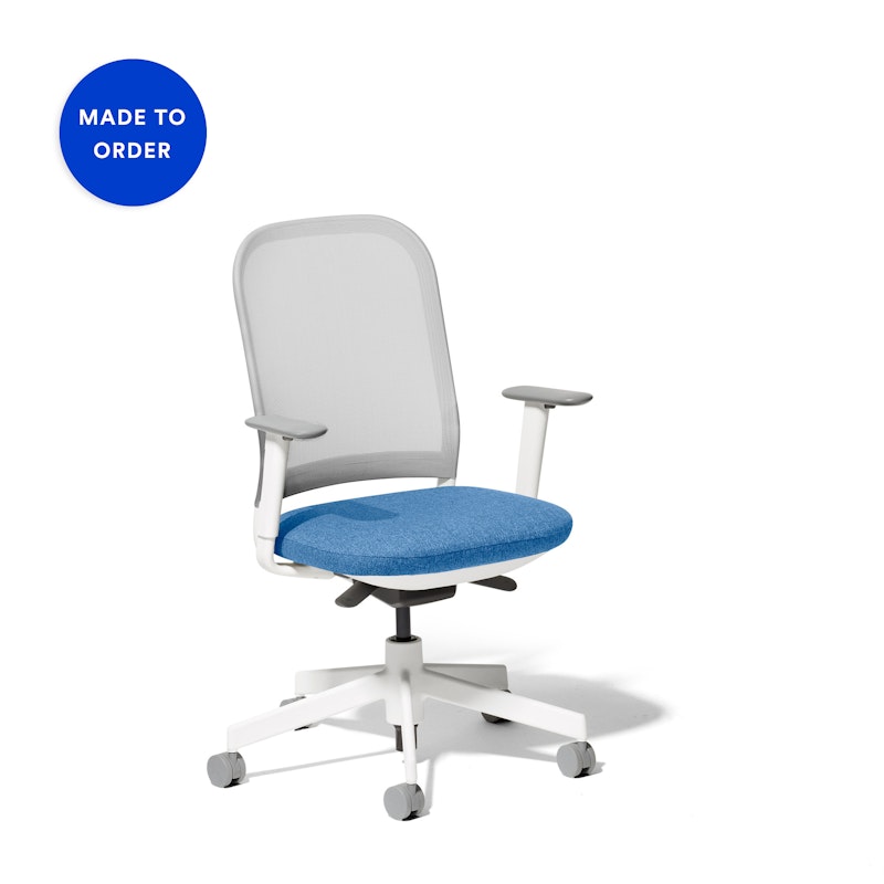 Made to Order Maxwell Task Chair, Medley Blue + Vivid Silver Maxwell Task Chair, White Frame,Medley Blue,hi-res image number 1