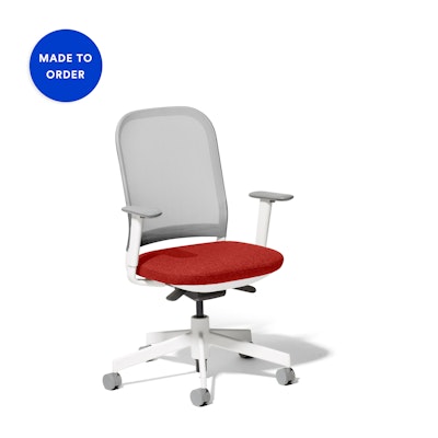 Made to Order Maxwell Task Chair, Medley Red + Vivid Silver Maxwell Task Chair, White Frame