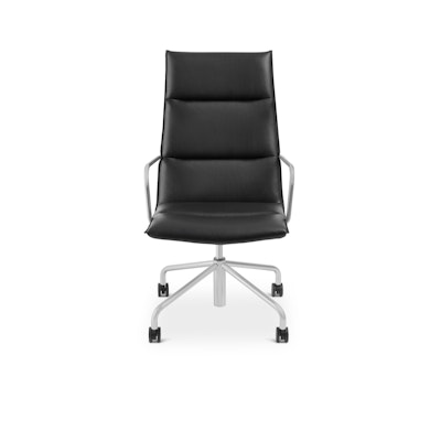 Black Meredith Meeting Chair, High Back, Nickel Frame,Black,hi-res