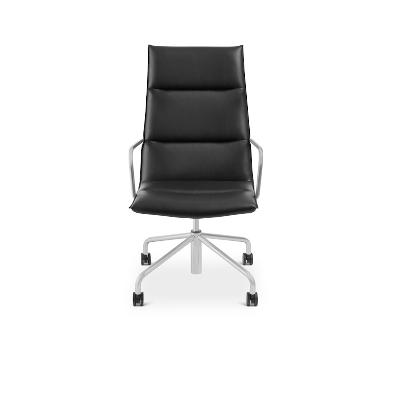 Black Meredith Meeting Chair, High Back, Nickel Frame,Black,hi-res image number 1.0