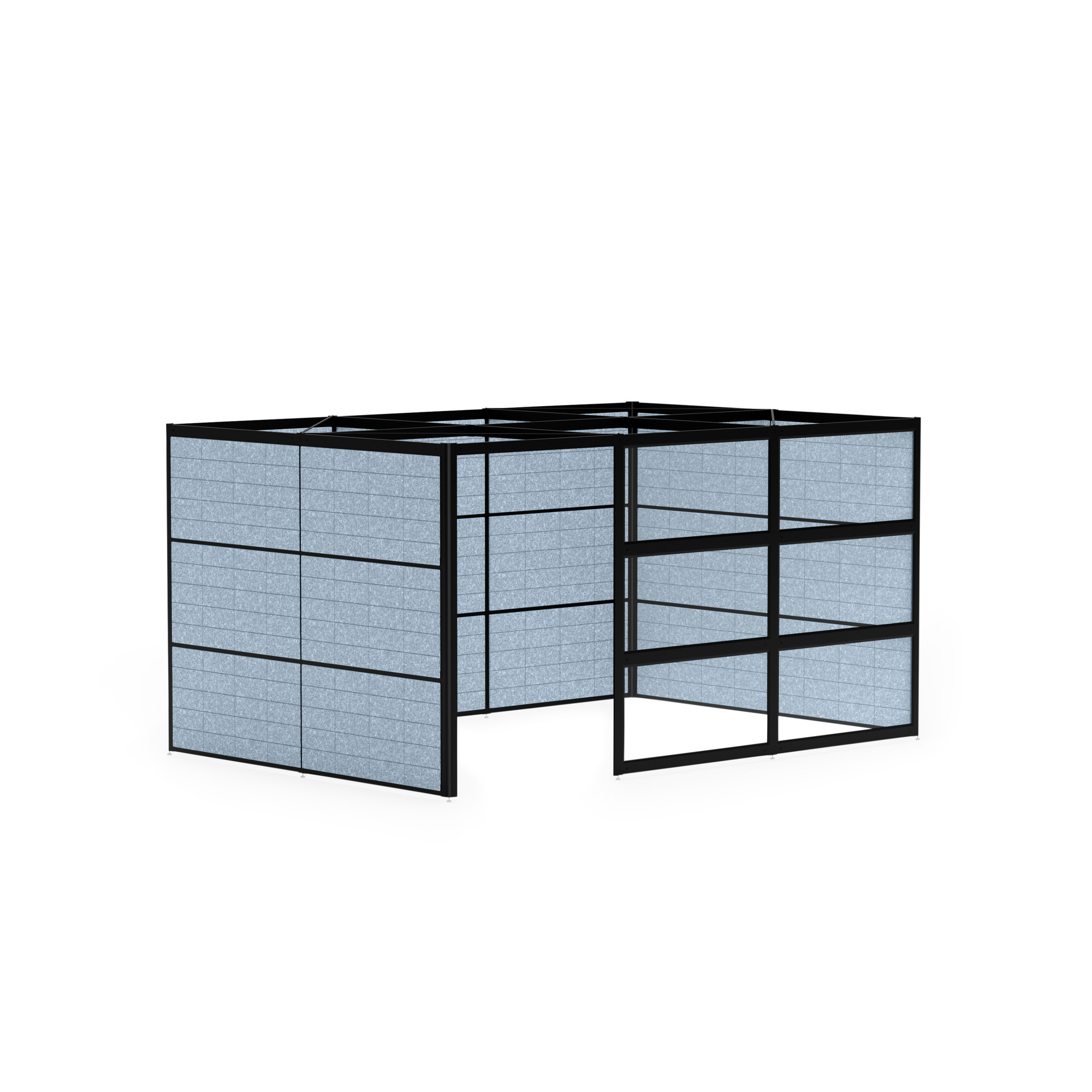 Connect Space, Private, Black Beams with Blue Quartz Acoustic Panels + Clear Glass,Black,hi-res