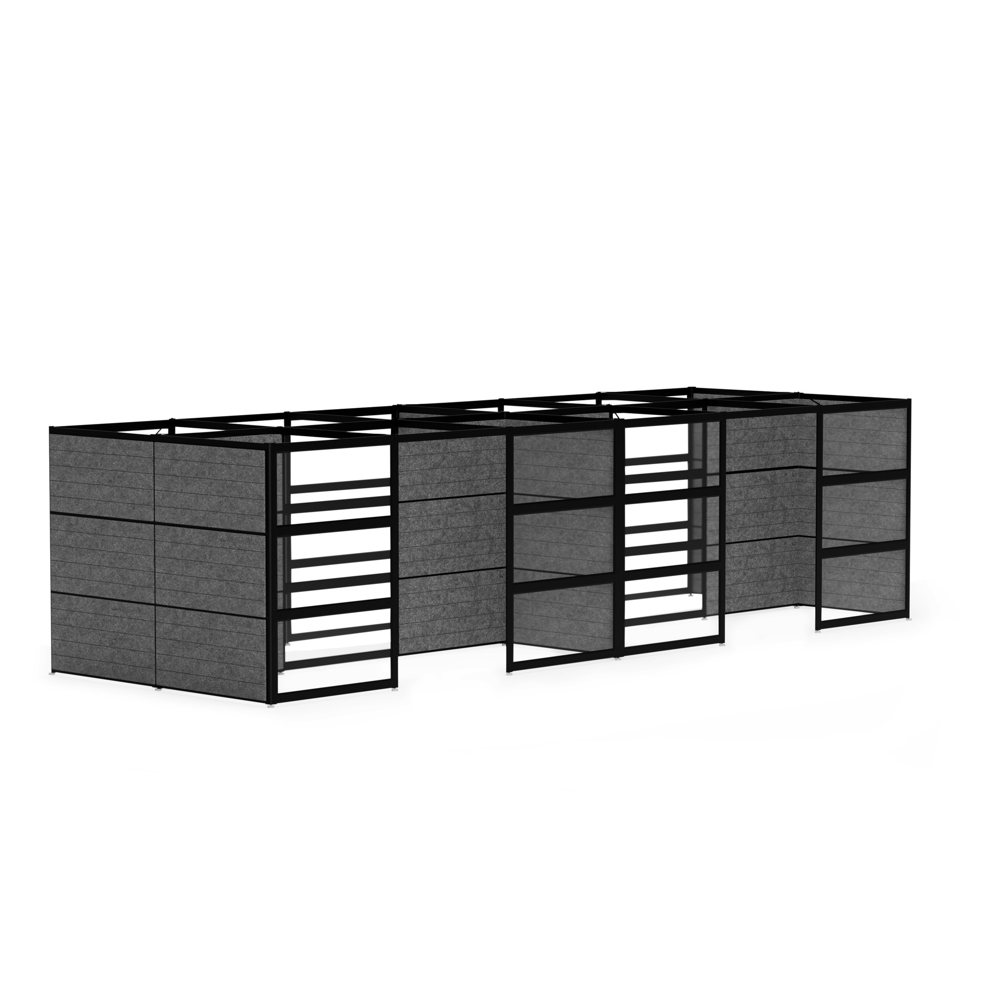 Hive for 8 Space, Semi-Private, Black Beams with Heather Black Acoustic Panels + Clear Glass,Black,hi-res