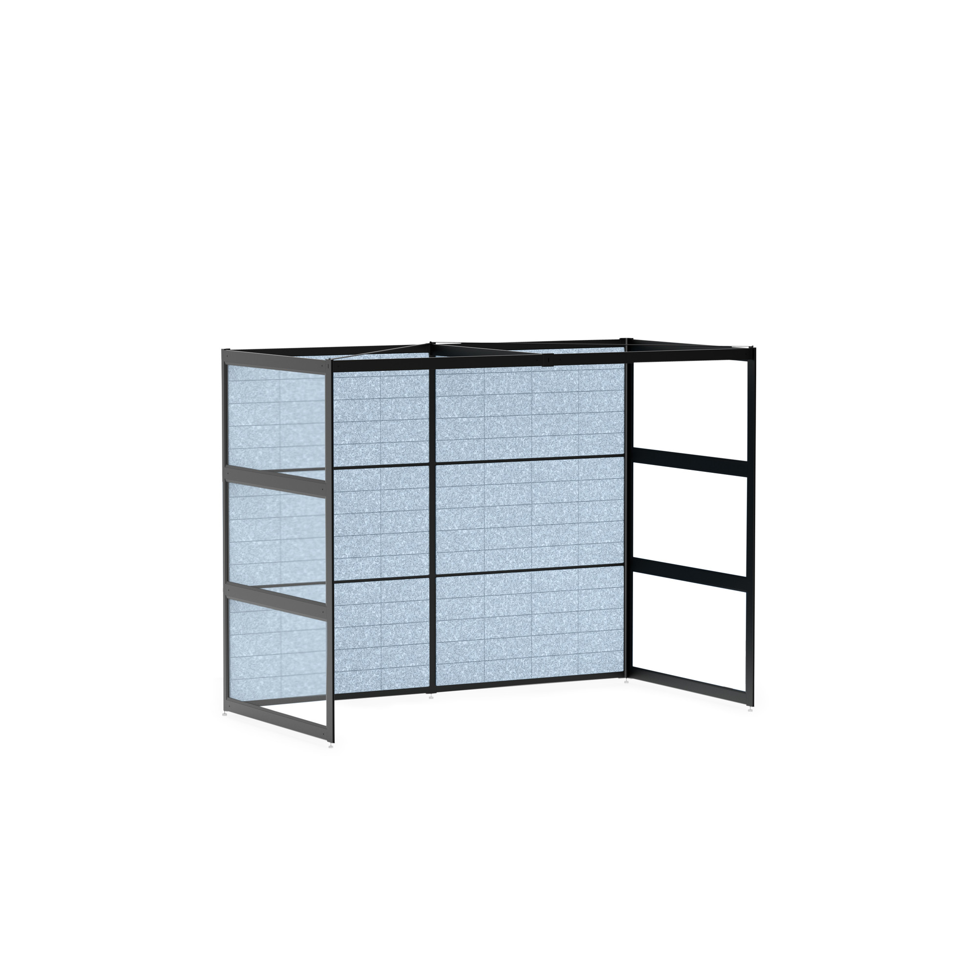 Recess Space, Semi-Private, Black Beams with Blue Quartz Acoustic Panels + Clear Glass,Black,hi-res