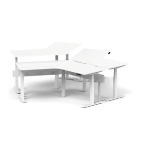 Series L Adjustable Height 120 Degree Desk for 3 + Boom Power Rail, White, White Legs,,hi-res