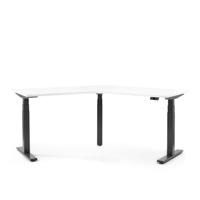 Series L Adjustable Height 120 Degree Desk, White, Charcoal Legs