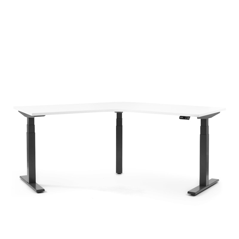 Series L Adjustable Height 120 Degree Desk, White, Charcoal Legs,,hi-res image number 0.0