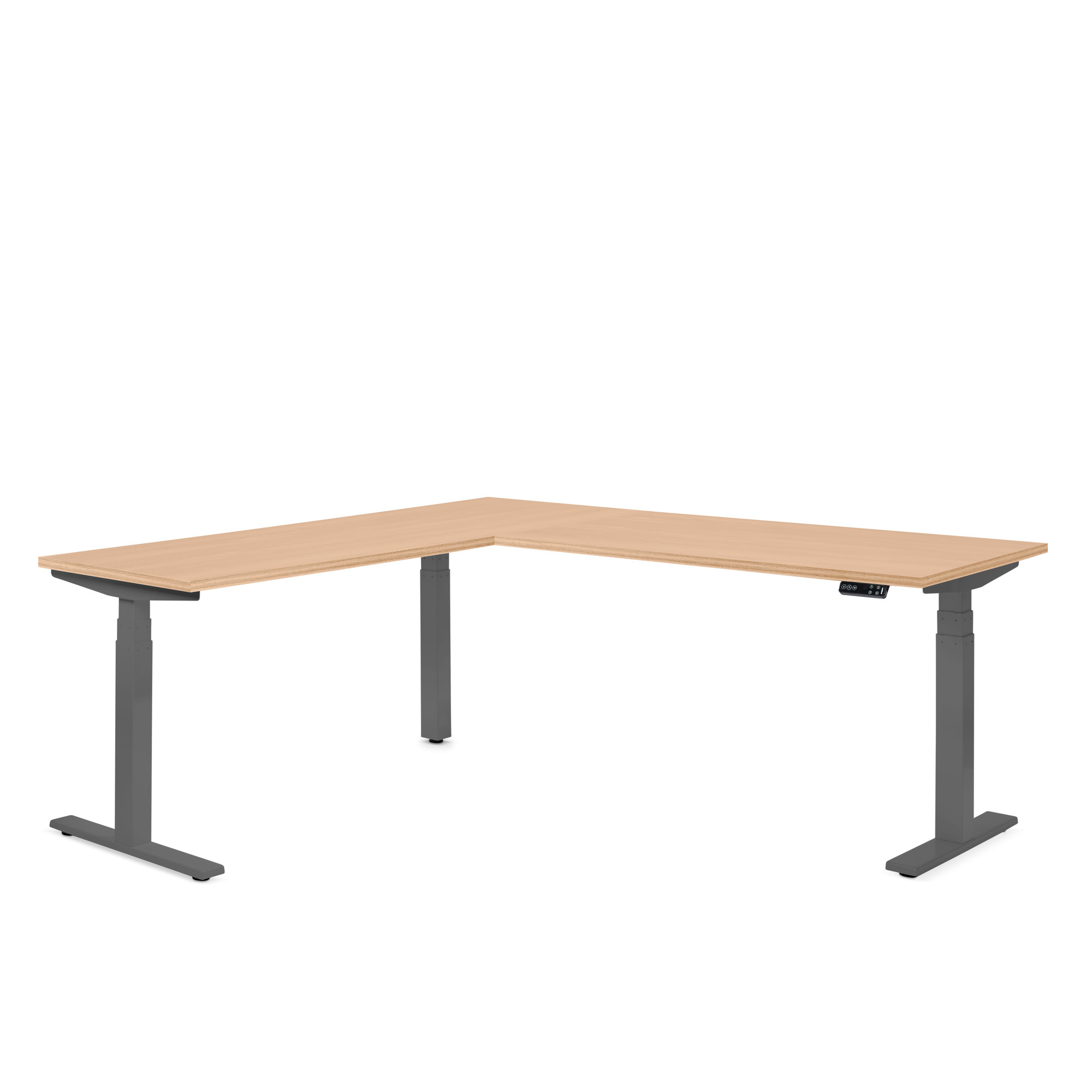Series L Adjustable Height Corner Desk with Charcoal Legs, Left Handed