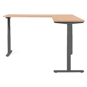 Series L Adjustable Height Corner Desk with Charcoal Legs, Right Handed