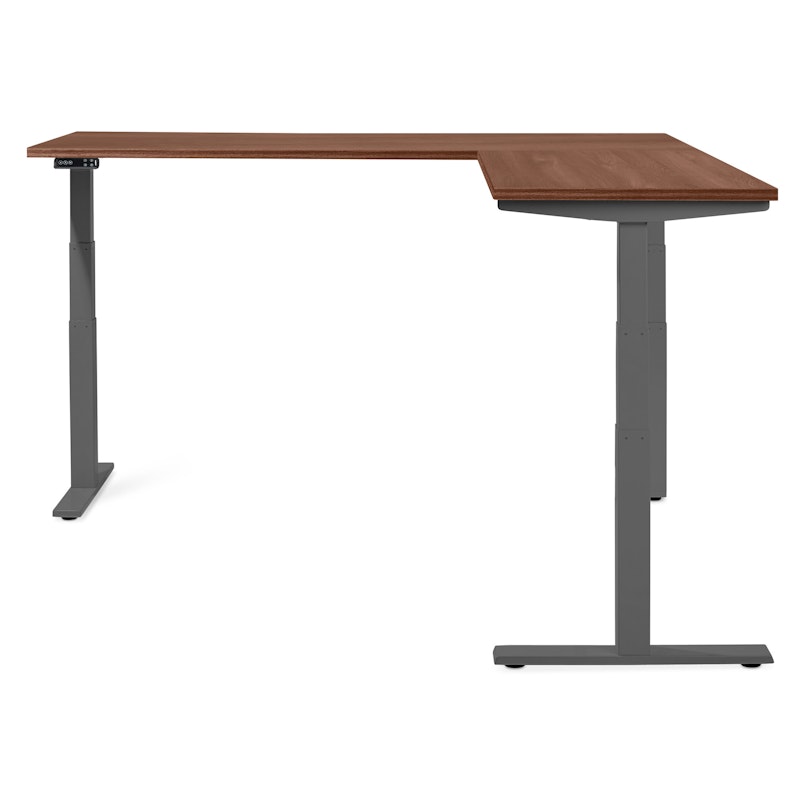 Series L Adjustable Height Corner Desk, Walnut with Charcoal Base, Right Handed,Walnut,hi-res image number 1.0