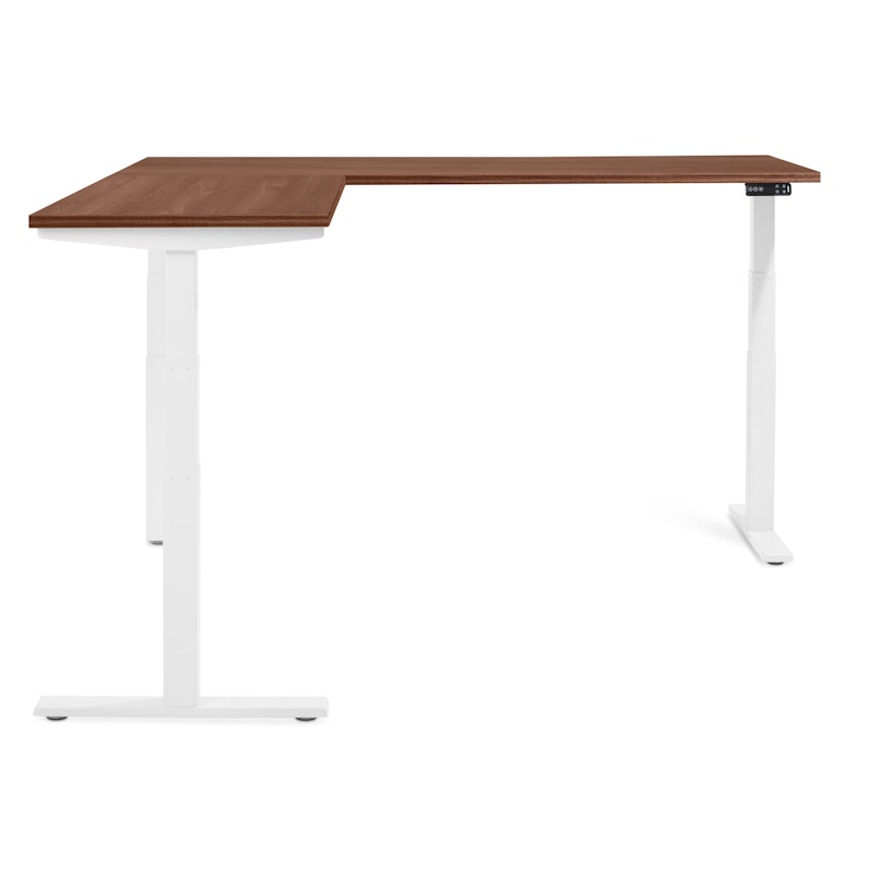 Series L Adjustable Height Corner Desk, Walnut with White Base, Left Handed,Walnut,hi-res image number 2