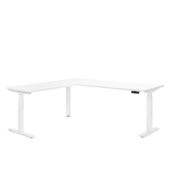 Series L Adjustable Height Corner Desk, White with White Base, Left Handed,White,hi-res