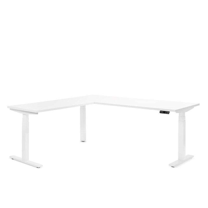 Series L Adjustable Height Corner Desk, White with White Base, Left Handed,White,hi-res image number 0.0