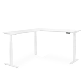 Series L Adjustable Height Corner Desk, White with White Base, Left Handed,White,hi-res
