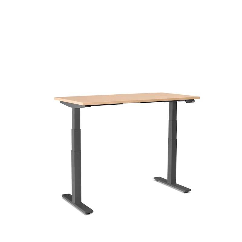 Series L Adjustable Height Single Desk, Natural Oak, 47", Charcoal Legs,Natural Oak,hi-res image number 3