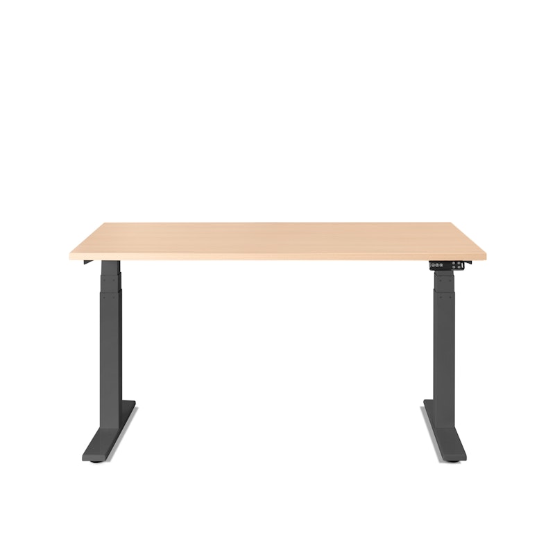 Series L Adjustable Height Single Desk, Natural Oak, 47", Charcoal Legs,Natural Oak,hi-res image number 1.0