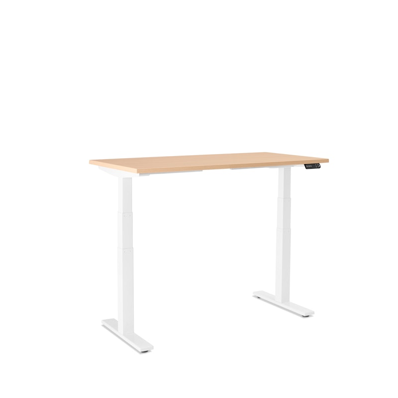 Series L Adjustable Height Single Desk, Natural Oak, 47", White Legs,Natural Oak,hi-res image number 2.0
