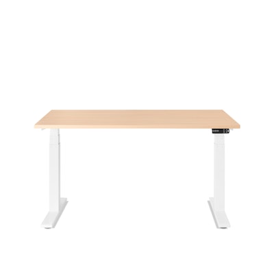 Series L Adjustable Height Single Desk, Natural Oak, 47", White Legs,Natural Oak,hi-res