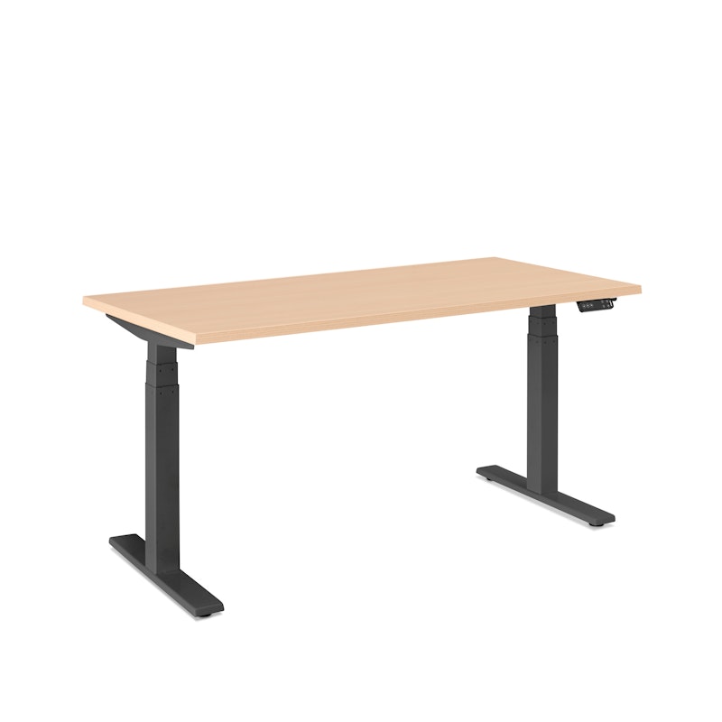 Series L Adjustable Height Single Desk, Natural Oak, 57", Charcoal Legs,Natural Oak,hi-res image number 0.0