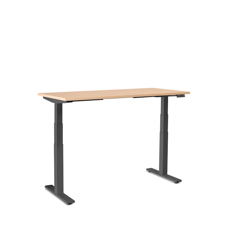 Series L Adjustable Height Single Desk, Natural Oak, 57", Charcoal Legs,Natural Oak,hi-res image number 2.0