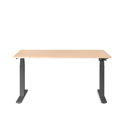 Series L Adjustable Height Single Desk, Natural Oak, 57", Charcoal Legs,Natural Oak,hi-res