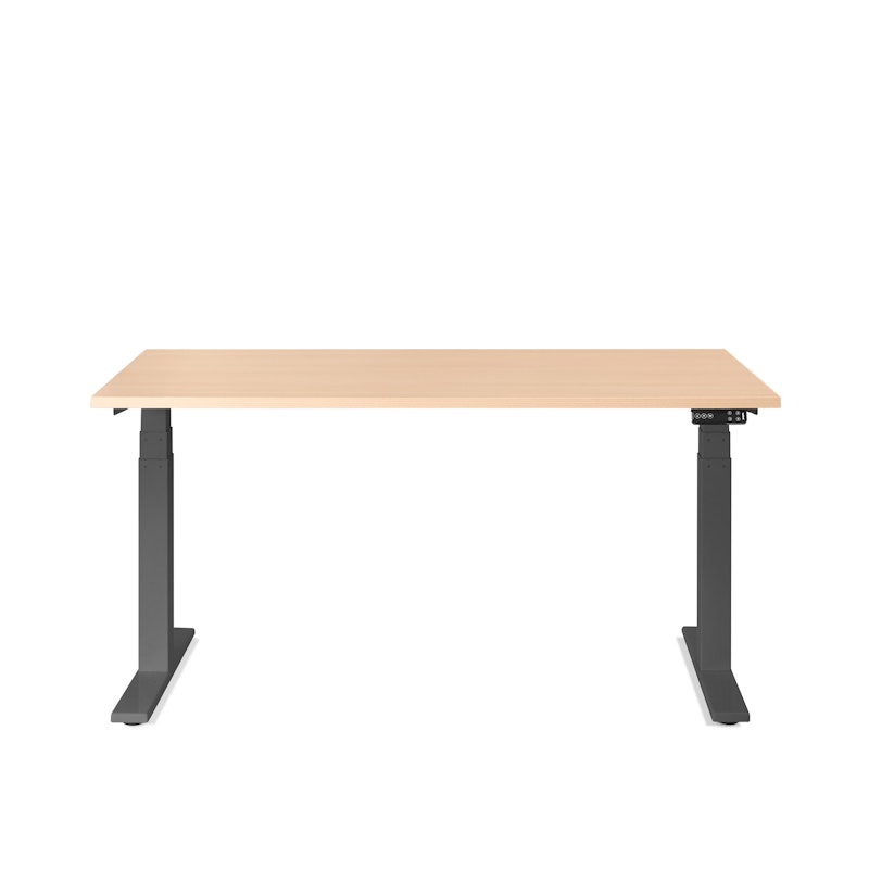 Series L Adjustable Height Single Desk, Natural Oak, 57", Charcoal Legs,Natural Oak,hi-res image number 2