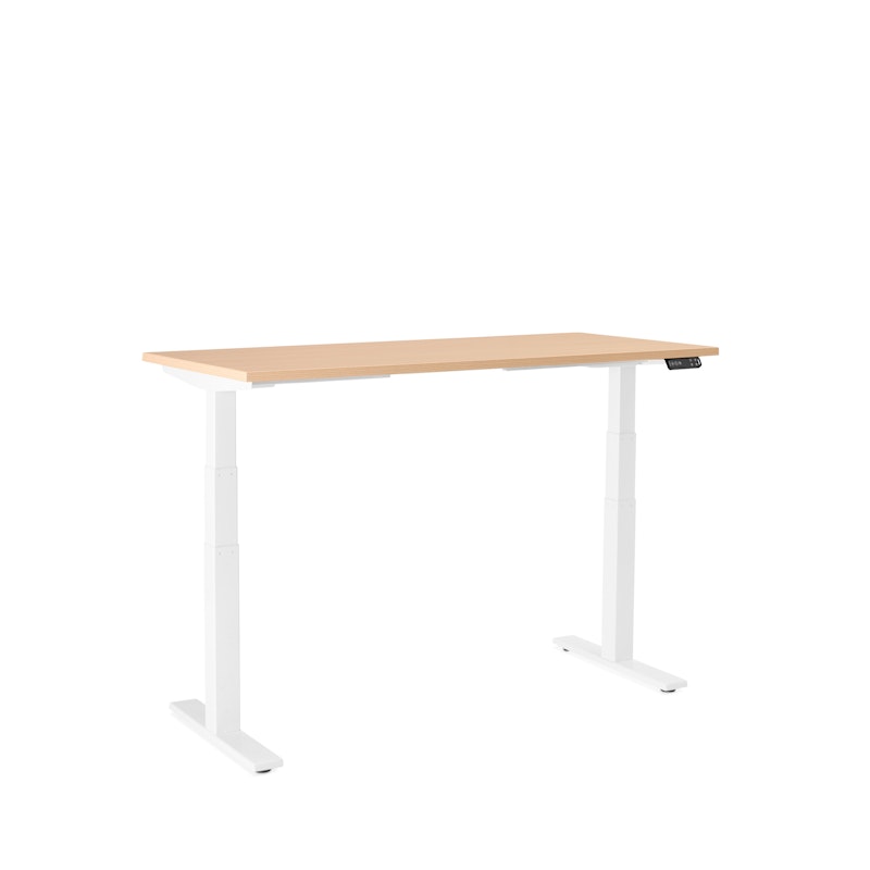 Series L Adjustable Height Single Desk, Natural Oak, 57", White Legs,Natural Oak,hi-res image number 3