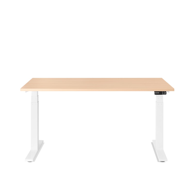 Series L Adjustable Height Single Desk, Natural Oak, 57", White Legs,Natural Oak,hi-res image number 2
