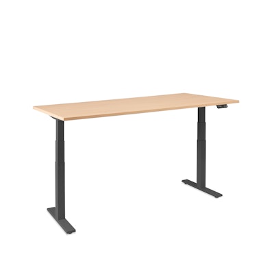 Series L Adjustable Height Single Desk, Natural Oak, 72", Charcoal Legs