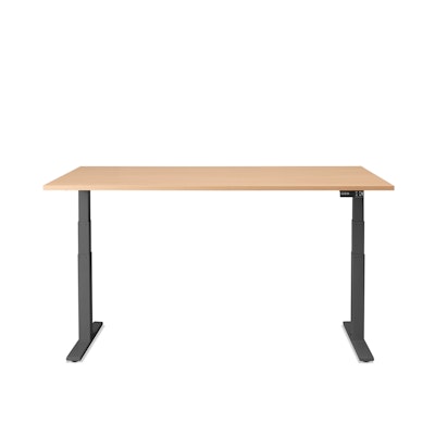 Series L Adjustable Height Single Desk, Natural Oak, 72", Charcoal Legs,Natural Oak,hi-res