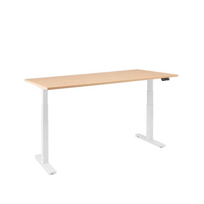 Series L Adjustable Height Single Desk, Natural Oak, 72", White Legs