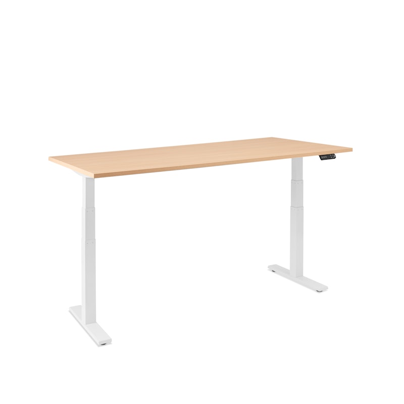 Series L Adjustable Height Single Desk, Natural Oak, 72", White Legs,Natural Oak,hi-res image number 0.0