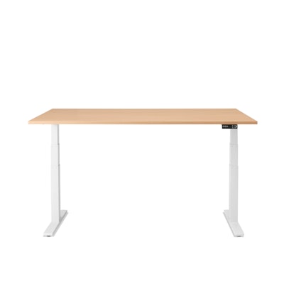 Series L Adjustable Height Single Desk, Natural Oak, 72", White Legs,Natural Oak,hi-res