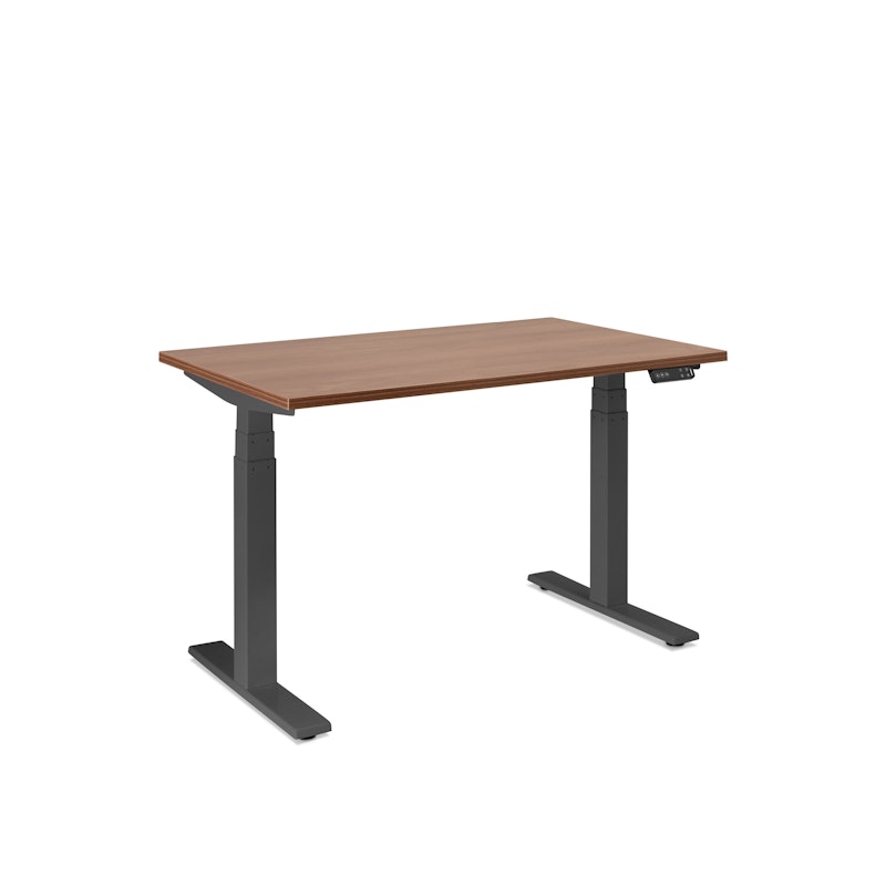 Series L Adjustable Height Single Desk, Walnut, 47", Charcoal Legs,Walnut,hi-res image number 0.0